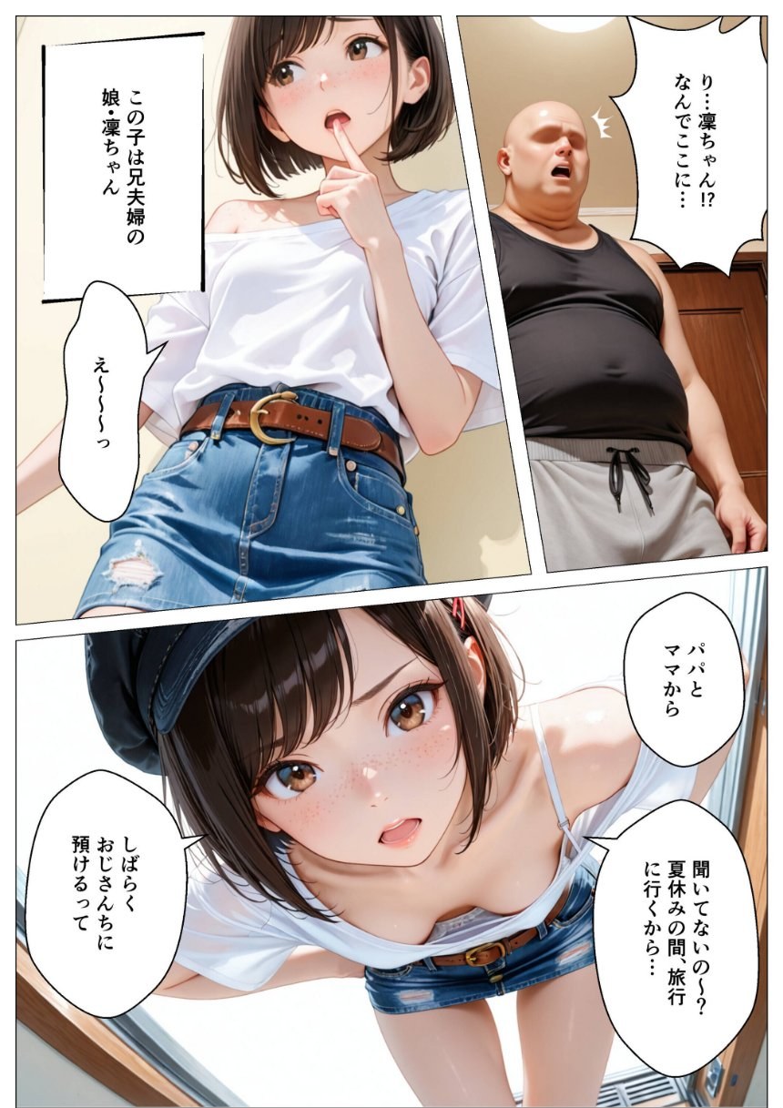 パンチラで誘惑してくるクソ生意気なそばかす姪っ子の弱みを握り調教した話【モザイク版】 サンプル2ページ目